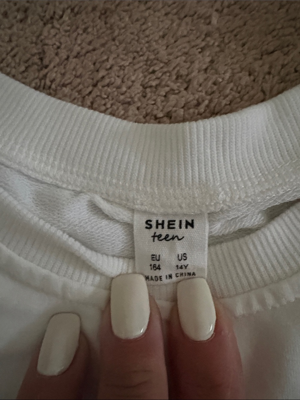 SHEIN White Teen Ribbed Crewneck Tee
